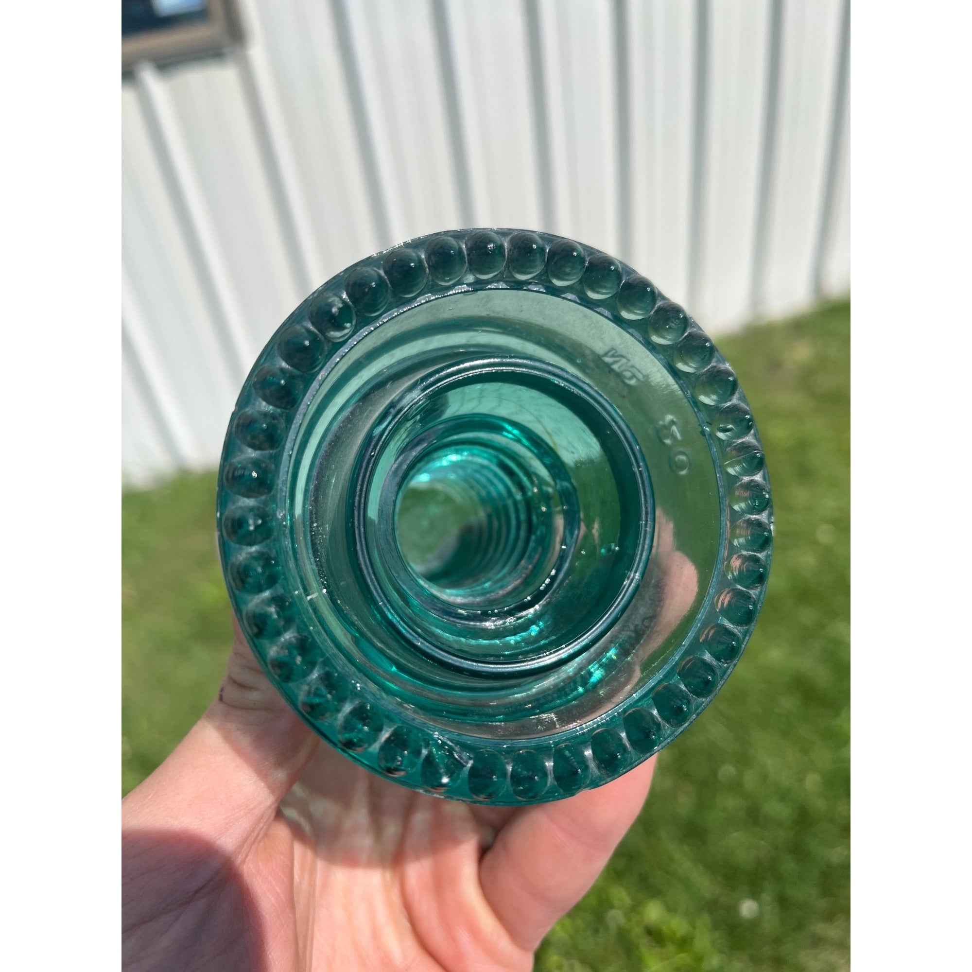 Antique Hemingray No. 20 Aqua Blue Green Glass Telephone Insulator
