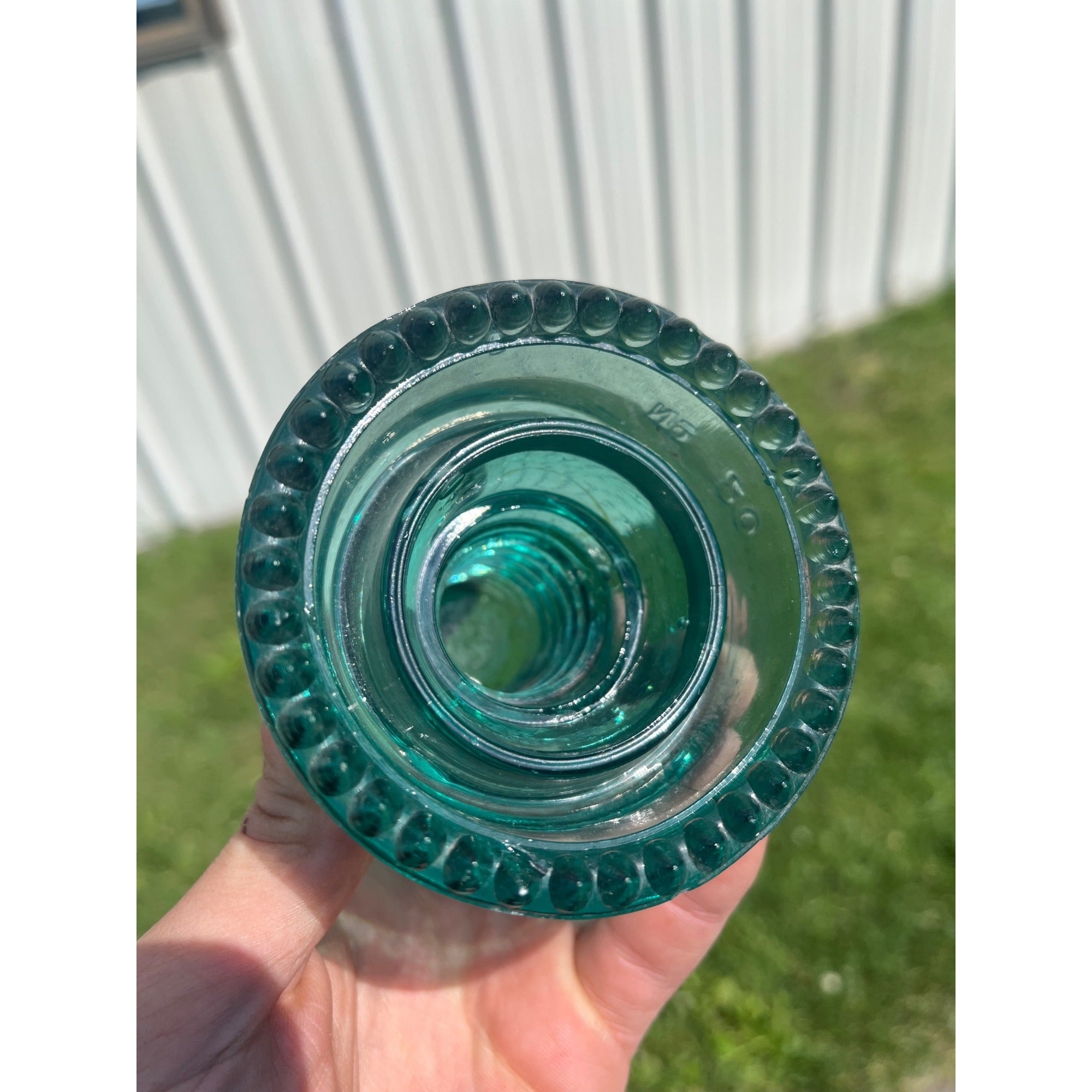 Antique Hemingray No. 20 Aqua Blue Green Glass Telephone Insulator