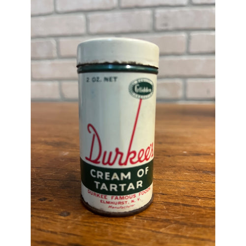 Vintage Durkee's Cream of Tartar ROUND Spice Tin Kitchen Decor