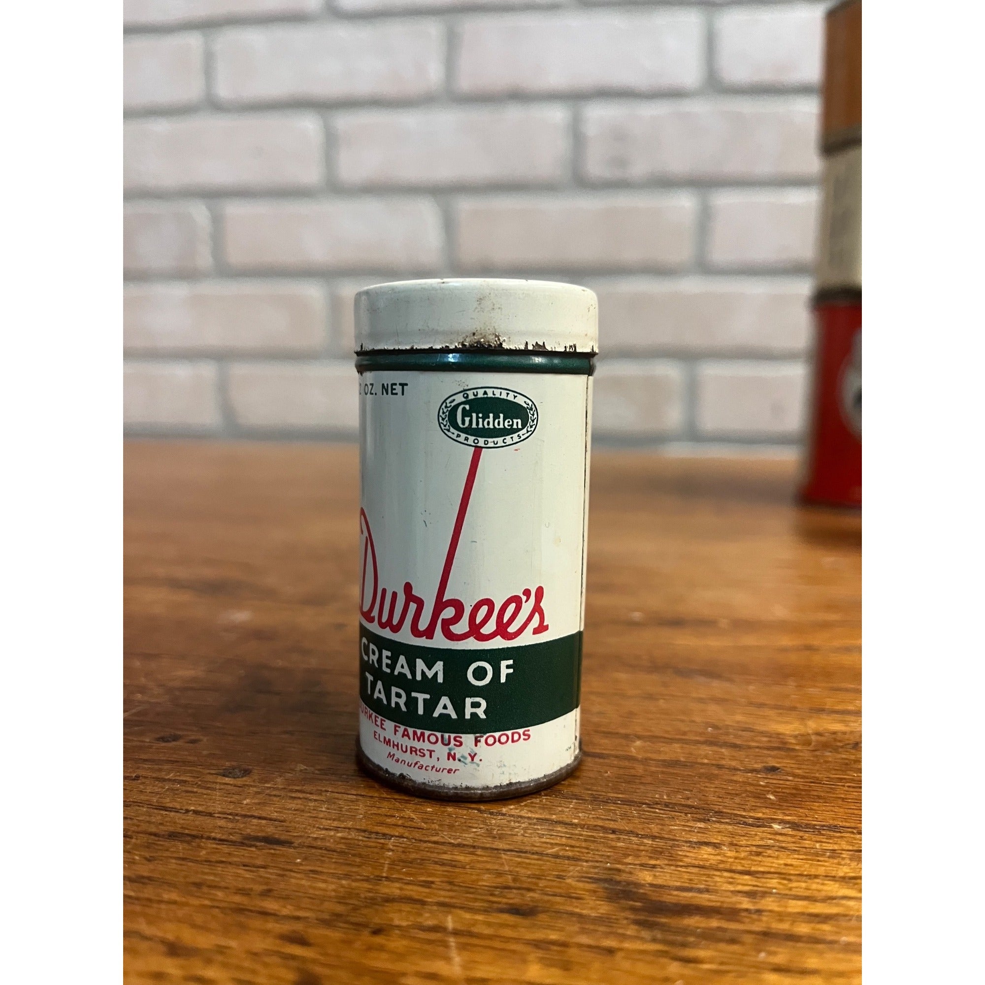 Vintage Durkee's Cream of Tartar ROUND Spice Tin Kitchen Decor