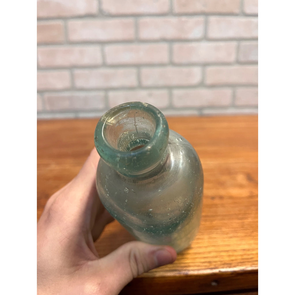 A. Engel & Son Embossed Aqua Soda Hutchinson Bottle Blob Fond du Lac Wis WI
