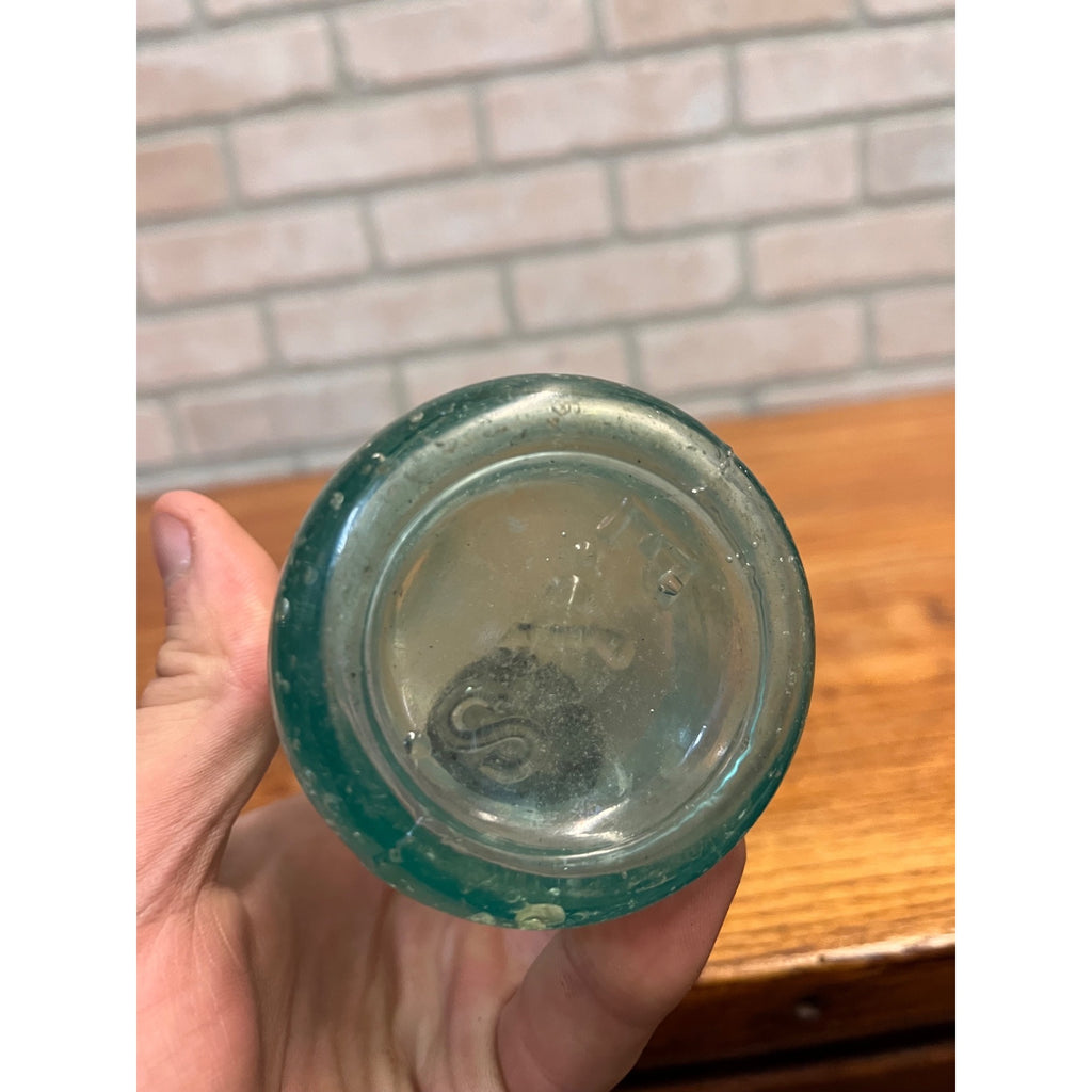 A. Engel & Son Embossed Aqua Soda Hutchinson Bottle Blob Fond du Lac Wis WI