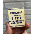 N.S. Griggs and Sons Funeral Home Amarillo Texas Advertising FULL Matchbook