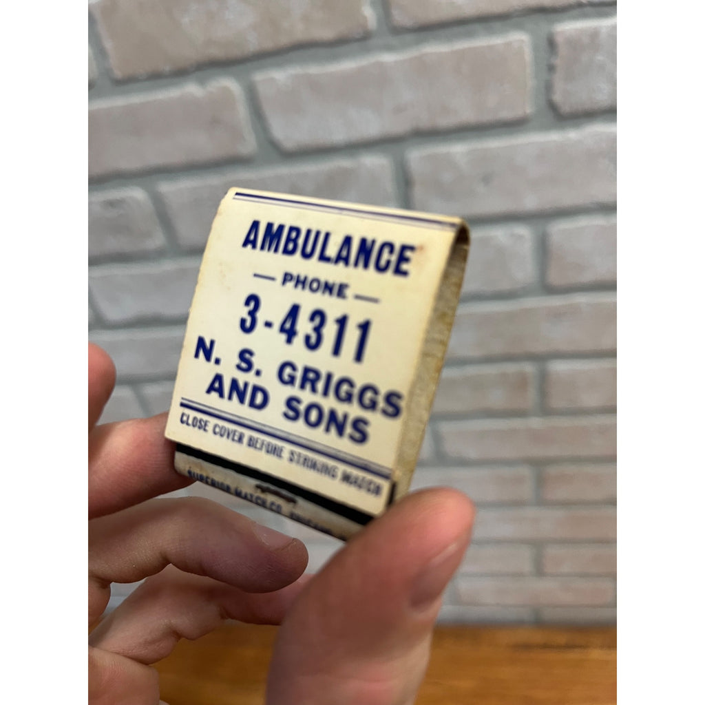 N.S. Griggs and Sons Funeral Home Amarillo Texas Advertising FULL Matchbook