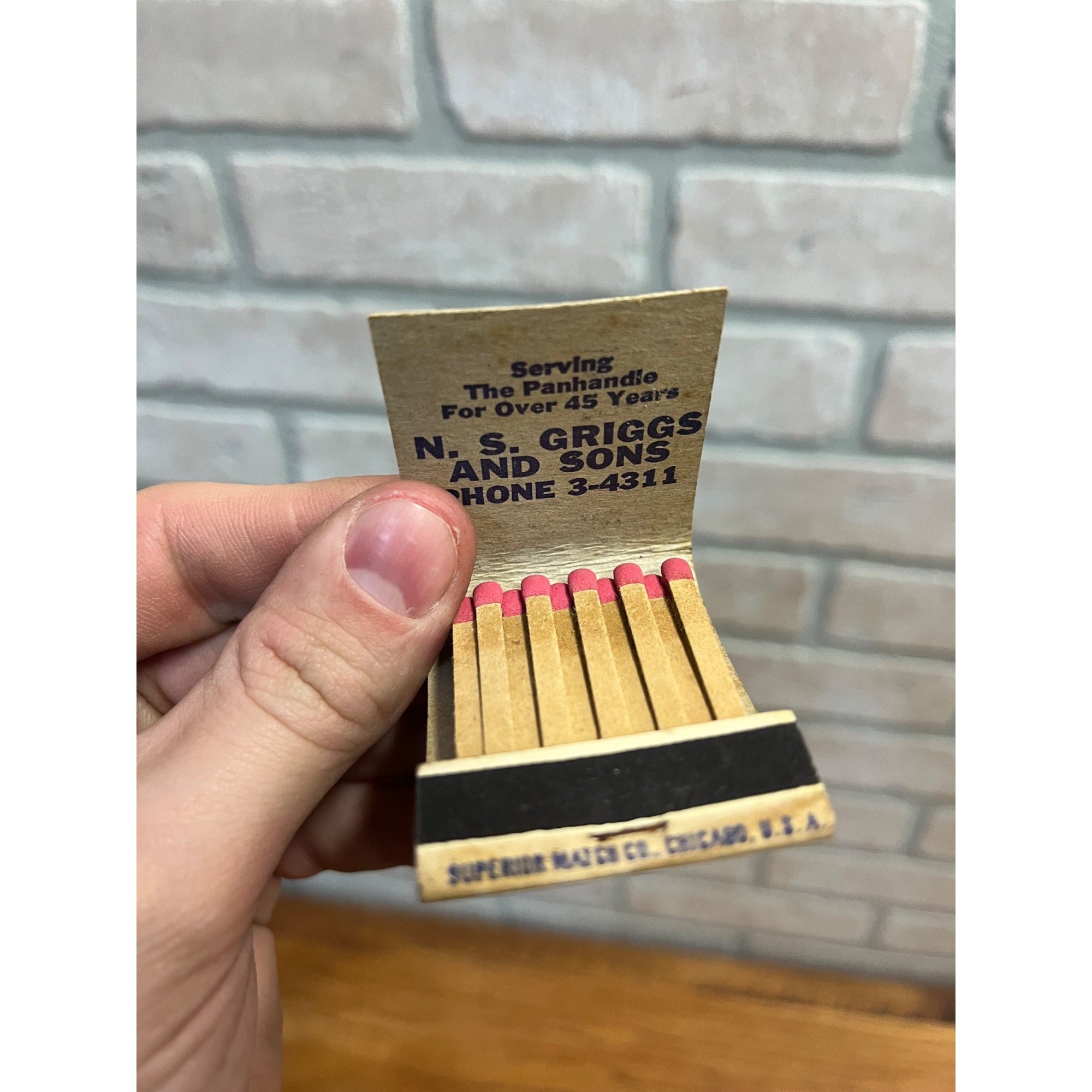 N.S. Griggs and Sons Funeral Home Amarillo Texas Advertising FULL Matchbook