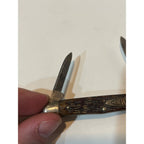 Vintage Pocket Knife Robeson Pocketeze 623501 2 Blade Brown USA Good Snap