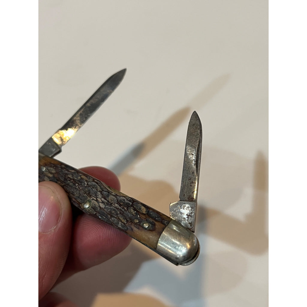 Vintage Pocket Knife Robeson Pocketeze 623501 2 Blade Brown USA Good Snap