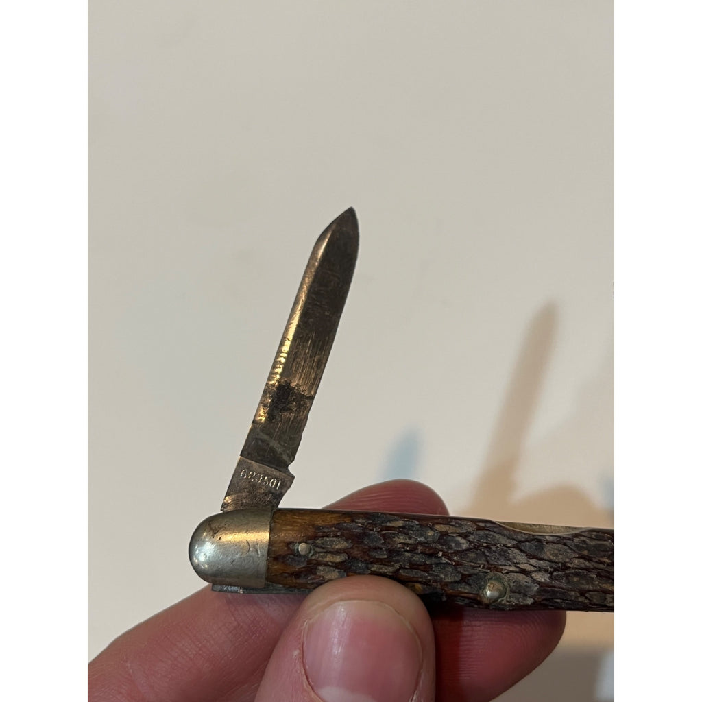 Vintage Pocket Knife Robeson Pocketeze 623501 2 Blade Brown USA Good Snap