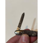 Vintage Pocket Knife Robeson Pocketeze 623501 2 Blade Brown USA Good Snap