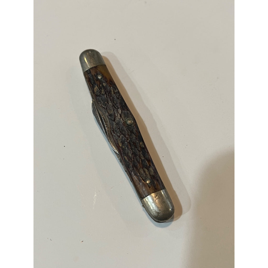 Vintage Pocket Knife Robeson Pocketeze 623501 2 Blade Brown USA Good Snap