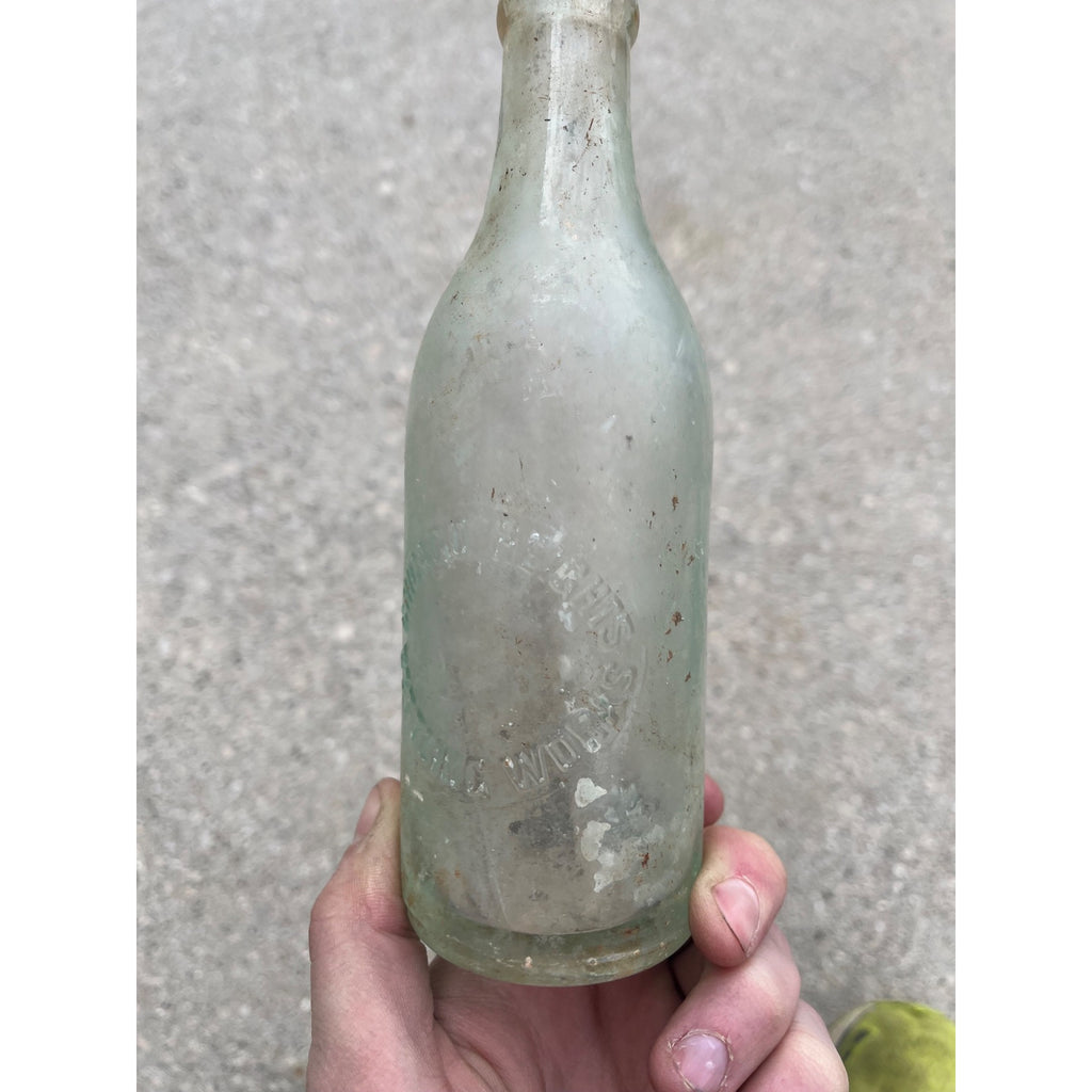 Vintage Chicago Heights Bottling Works Embossed Crown Top Soda Bottle Aqua IL ILL