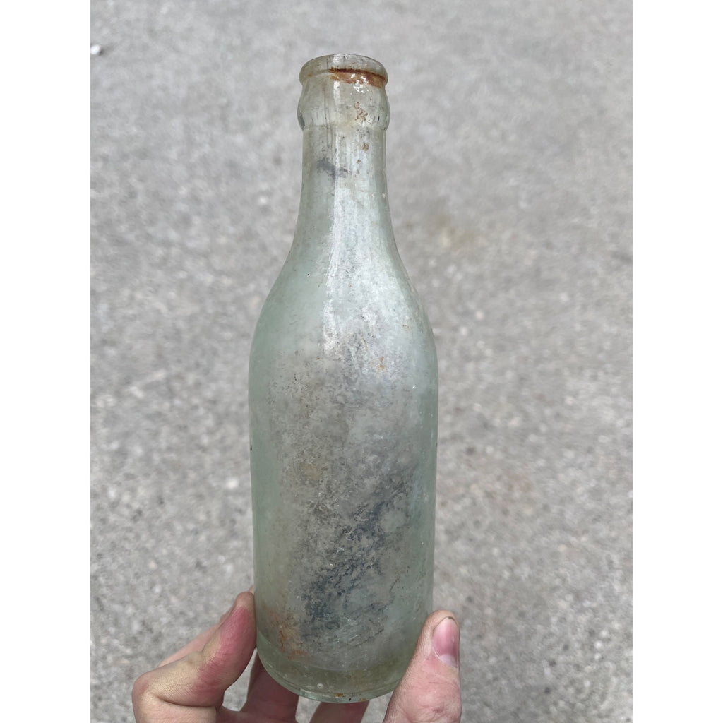 Vintage Chicago Heights Bottling Works Embossed Crown Top Soda Bottle Aqua IL ILL