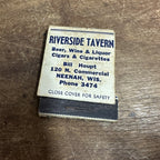 Vintage Riverside Tavern Neenah Wis 1940s Wis Advertising Matchbook Cover