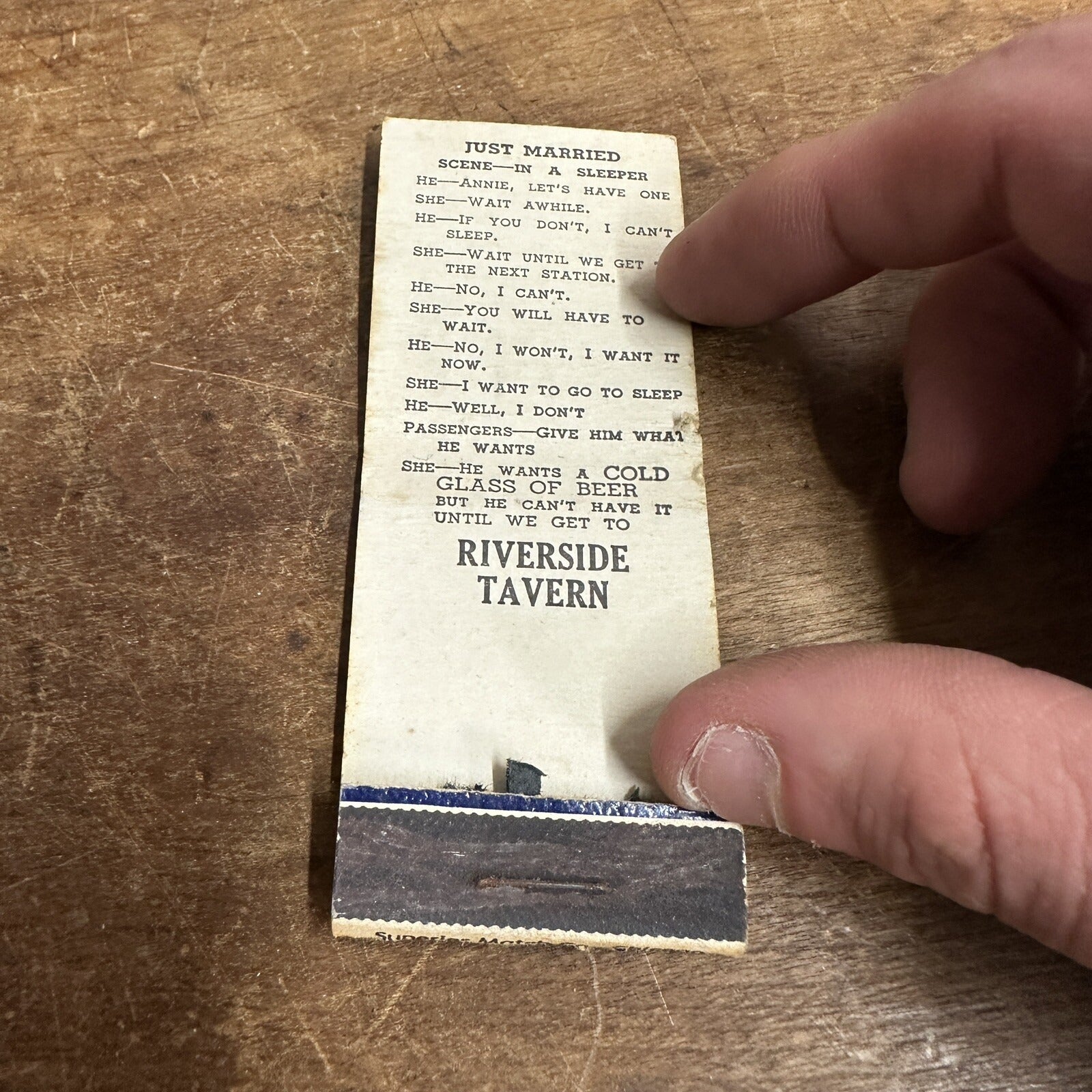 Vintage Riverside Tavern Neenah Wis 1940s Wis Advertising Matchbook Cover