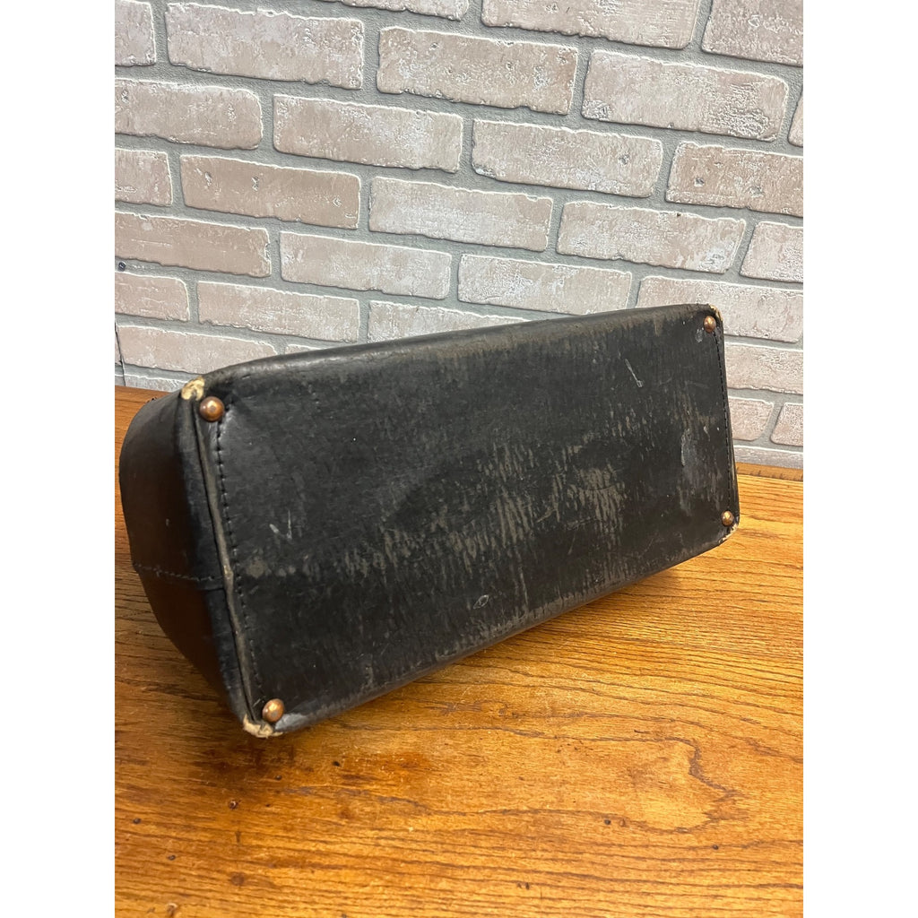 Antique Early 1900s Doctor Bag Medicine Bag Black No Key - Distressed