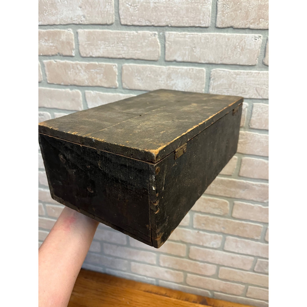 Antique Early 1900s Shoe Cobbler Tool Box w/ Hammer Primitive Red Black Paint