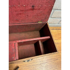 Antique Early 1900s Shoe Cobbler Tool Box w/ Hammer Primitive Red Black Paint
