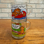 Vintage McDonald's Promotional Glass Mug Pair Featuring Garfield Characters on See-Saw and Canoe Released 1987 Jim Davis