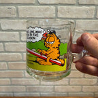 Vintage McDonald's Promotional Glass Mug Pair Featuring Garfield Characters on See-Saw and Canoe Released 1987 Jim Davis