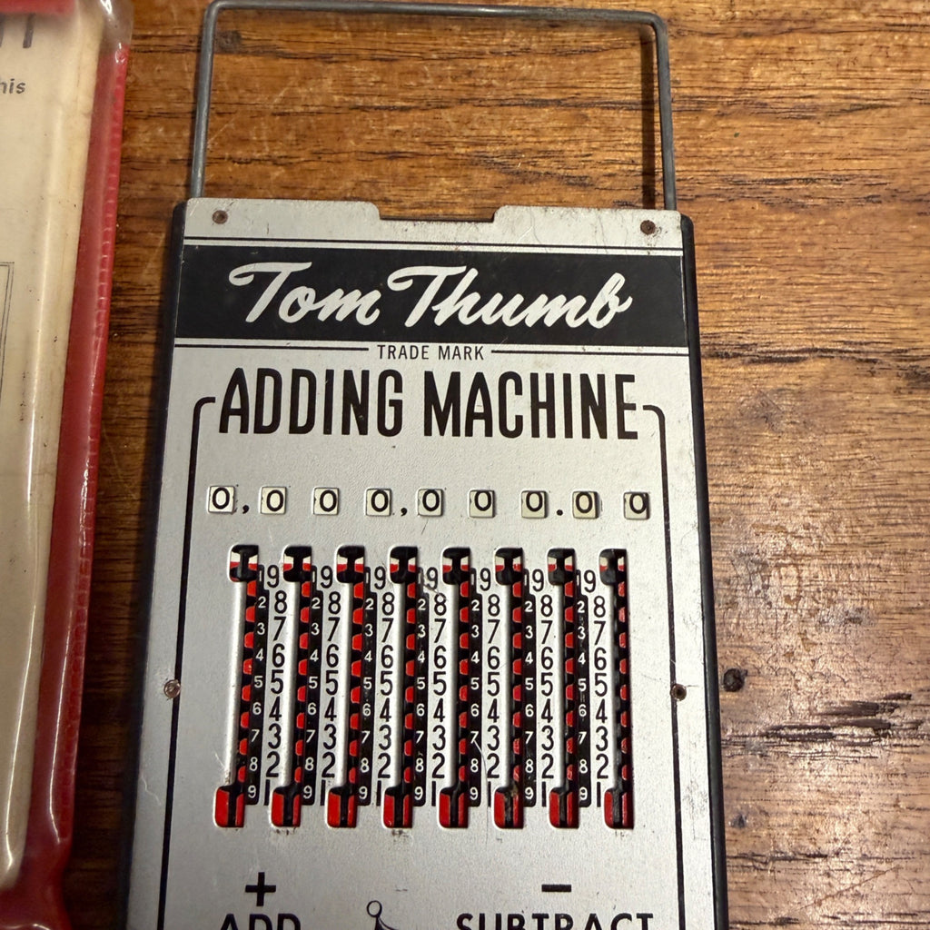Vintage Tom Thumb Adding Machine Mechanical Calculator Complete Made in USA