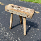 Antique Primitive 19th c. Milking Stool Farm Dairy Wooden AAFA Farmhouse 3-Leg 1800s Decor