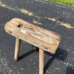 Antique Primitive 19th c. Milking Stool Farm Dairy Wooden AAFA Farmhouse 3-Leg 1800s Decor