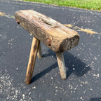 Antique Primitive 19th c. Milking Stool Farm Dairy Wooden AAFA Farmhouse 3-Leg 1800s Decor