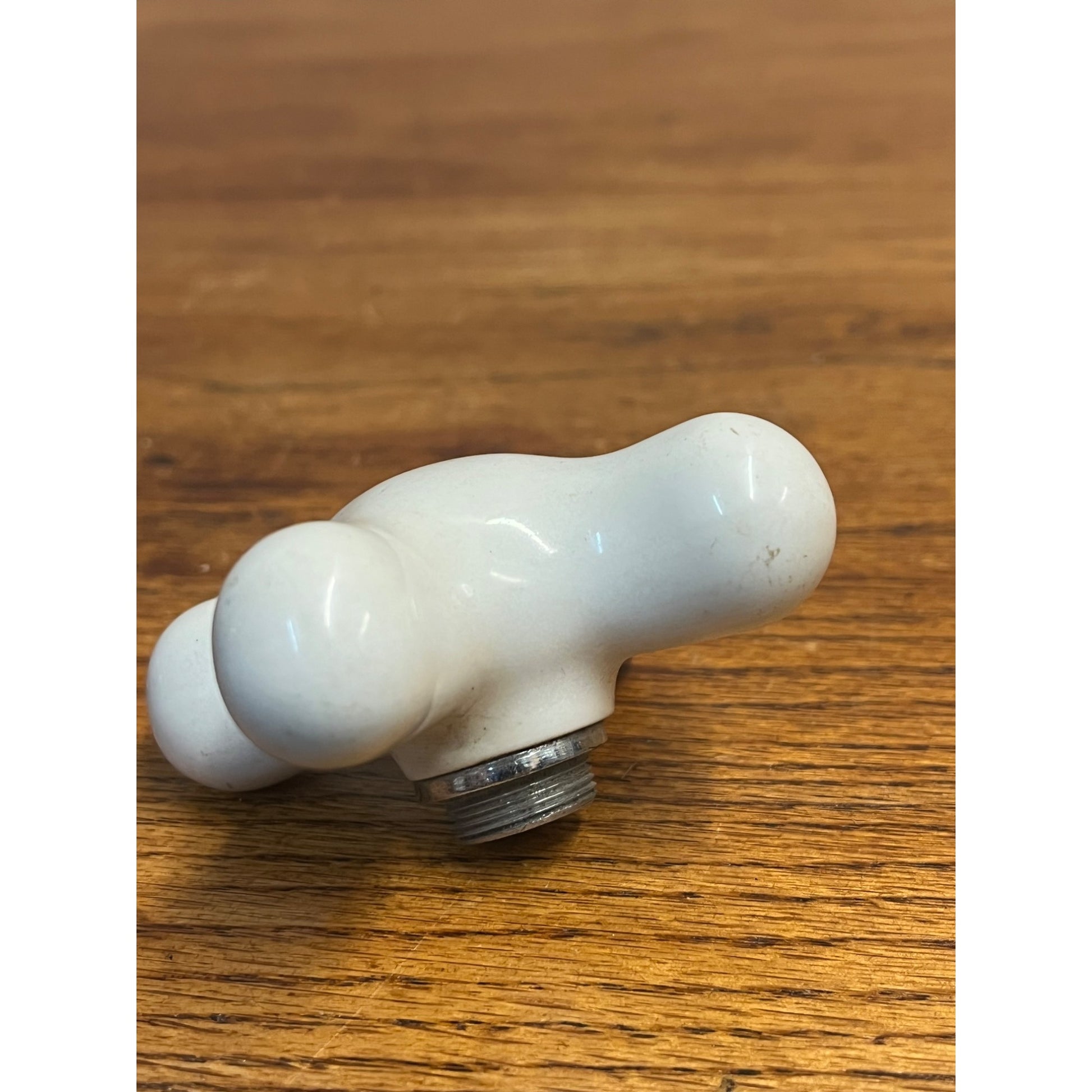 Vintage White Porcelain Faucet Cross Handle Knob Only - C COLD - 3"x3"