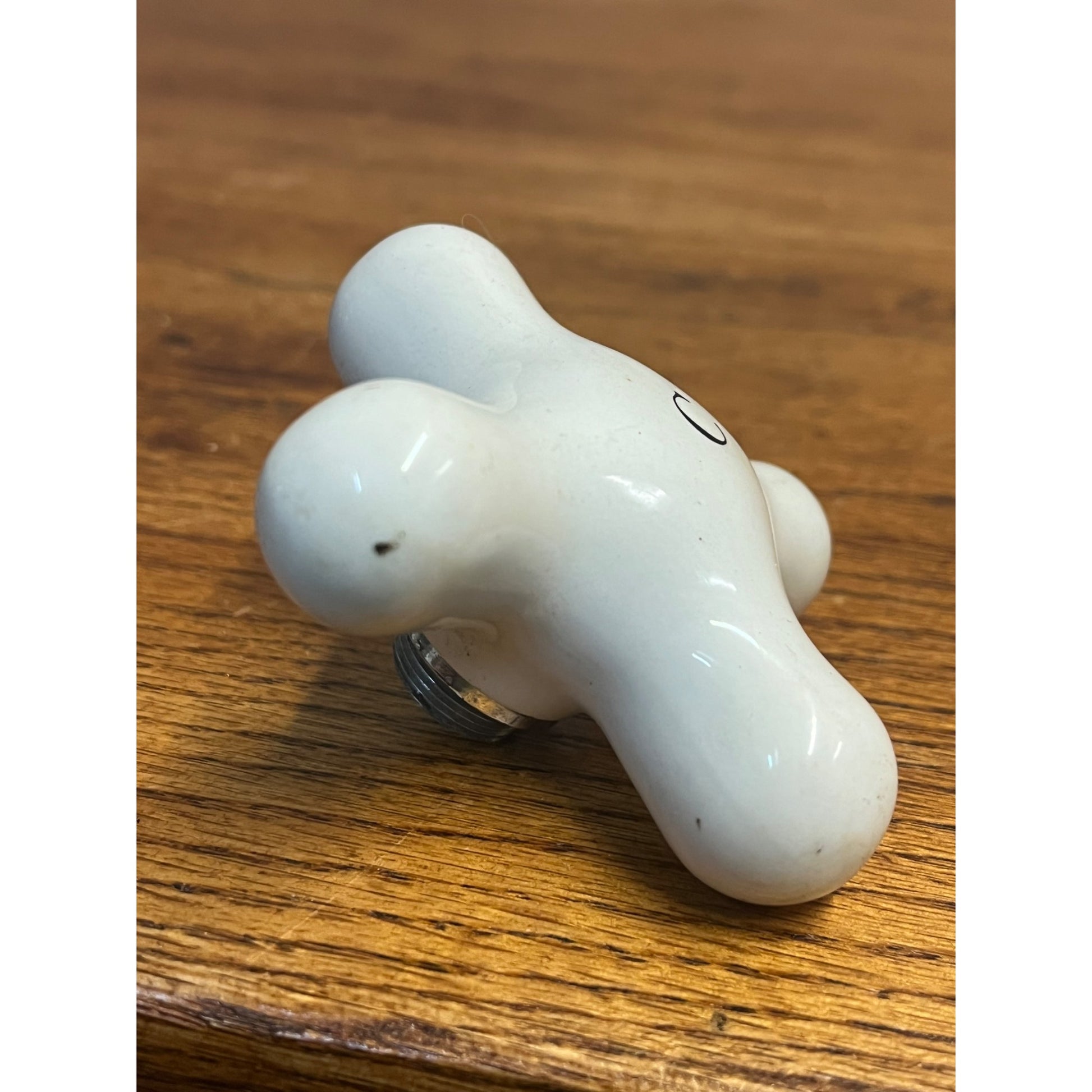 Vintage White Porcelain Faucet Cross Handle Knob Only - C COLD - 3"x3"