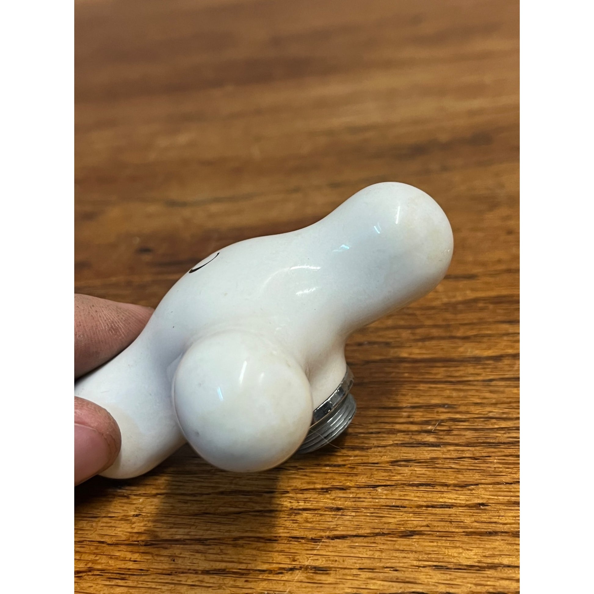Vintage White Porcelain Faucet Cross Handle Knob Only - C COLD - 3"x3"