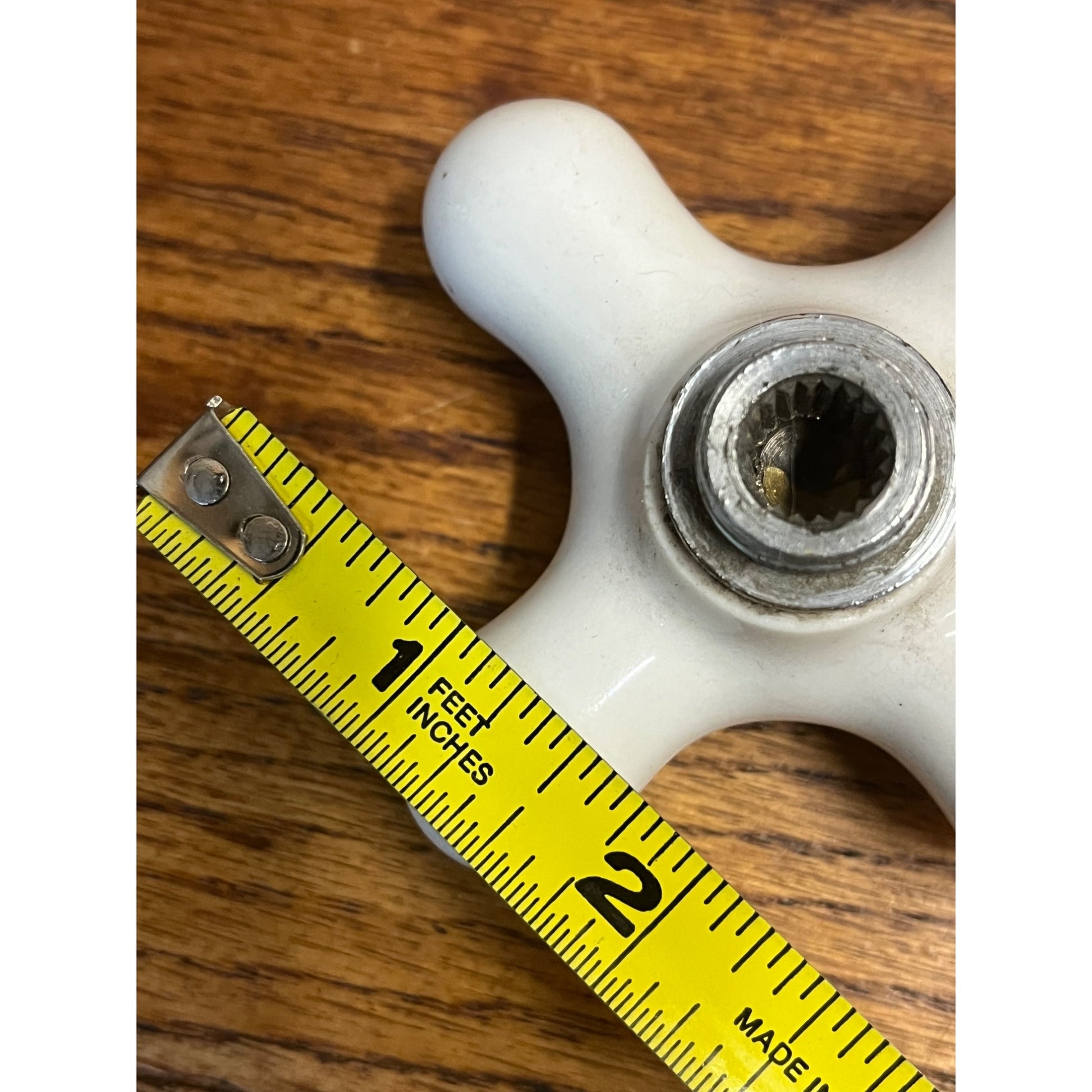 Vintage White Porcelain Faucet Cross Handle Knob Only - C COLD - 3"x3"