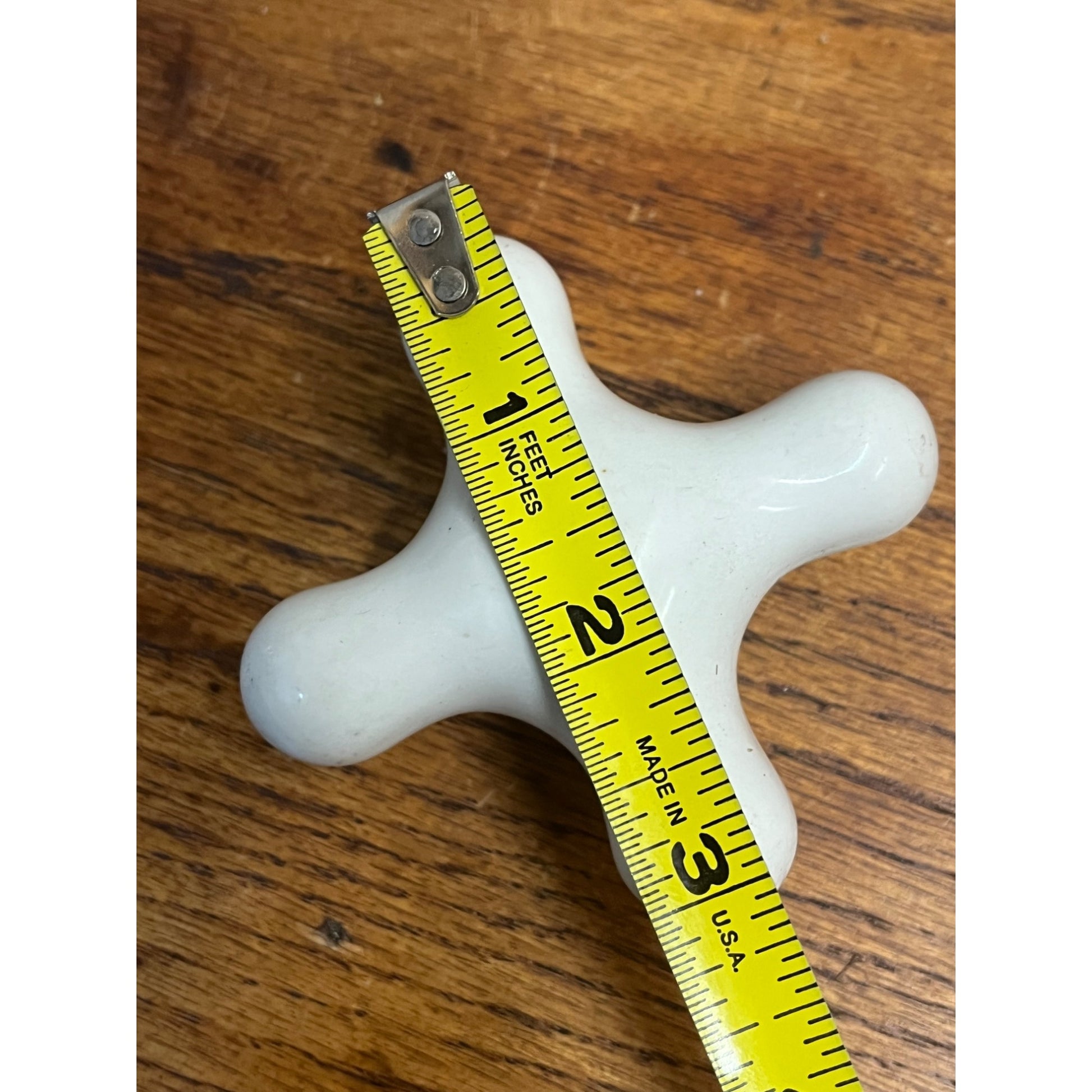 Vintage White Porcelain Faucet Cross Handle Knob Only - C COLD - 3"x3"