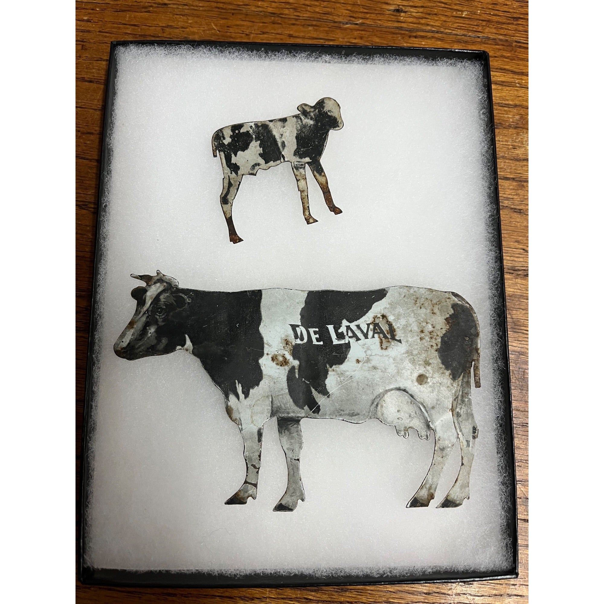 Vintage DeLaval Cream Separator Holstein Cow & Calf Tin Diecut Signs