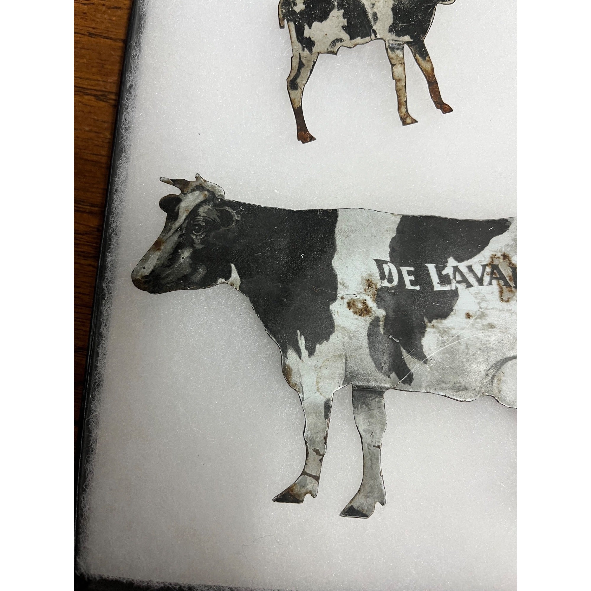 Vintage DeLaval Cream Separator Holstein Cow & Calf Tin Diecut Signs