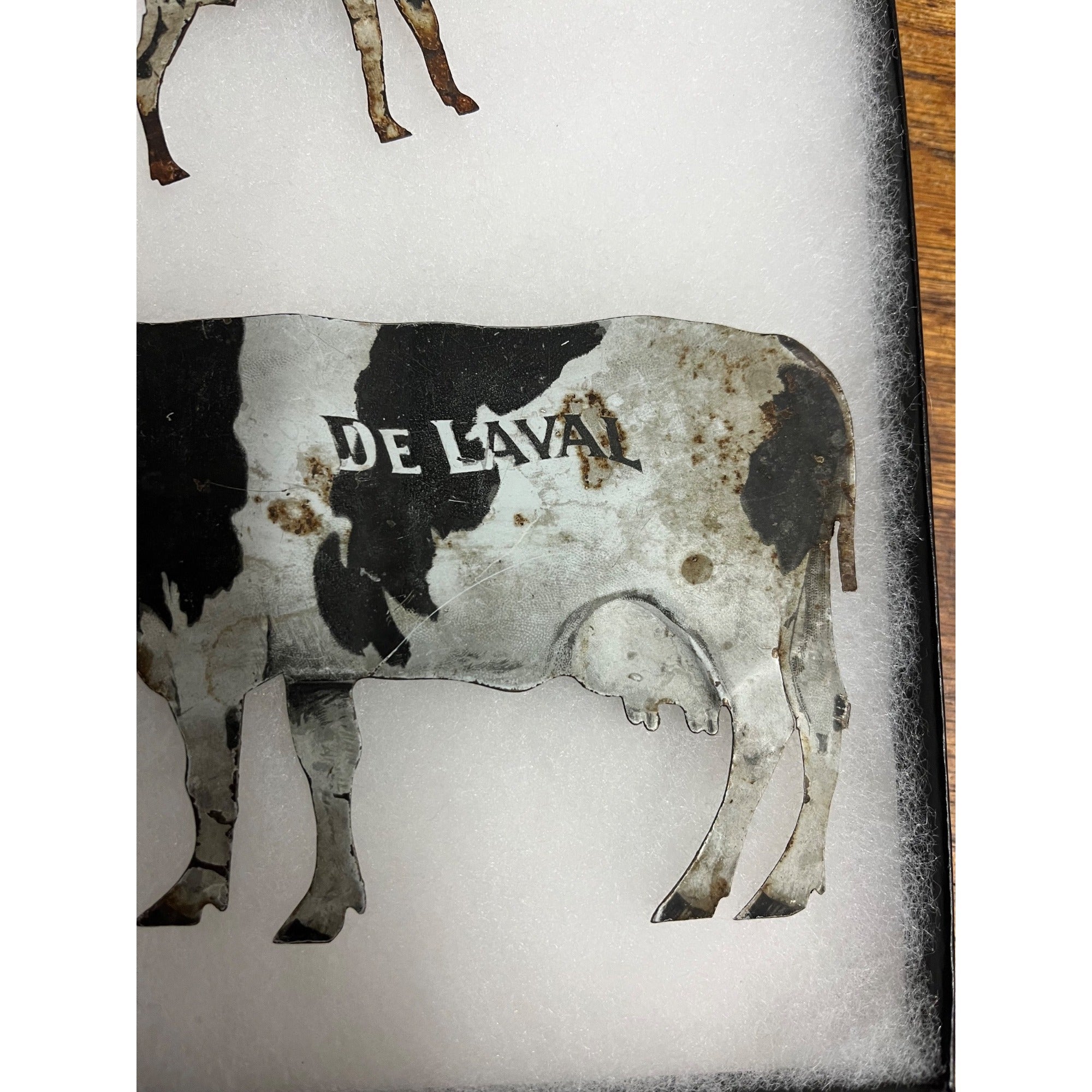 Vintage DeLaval Cream Separator Holstein Cow & Calf Tin Diecut Signs