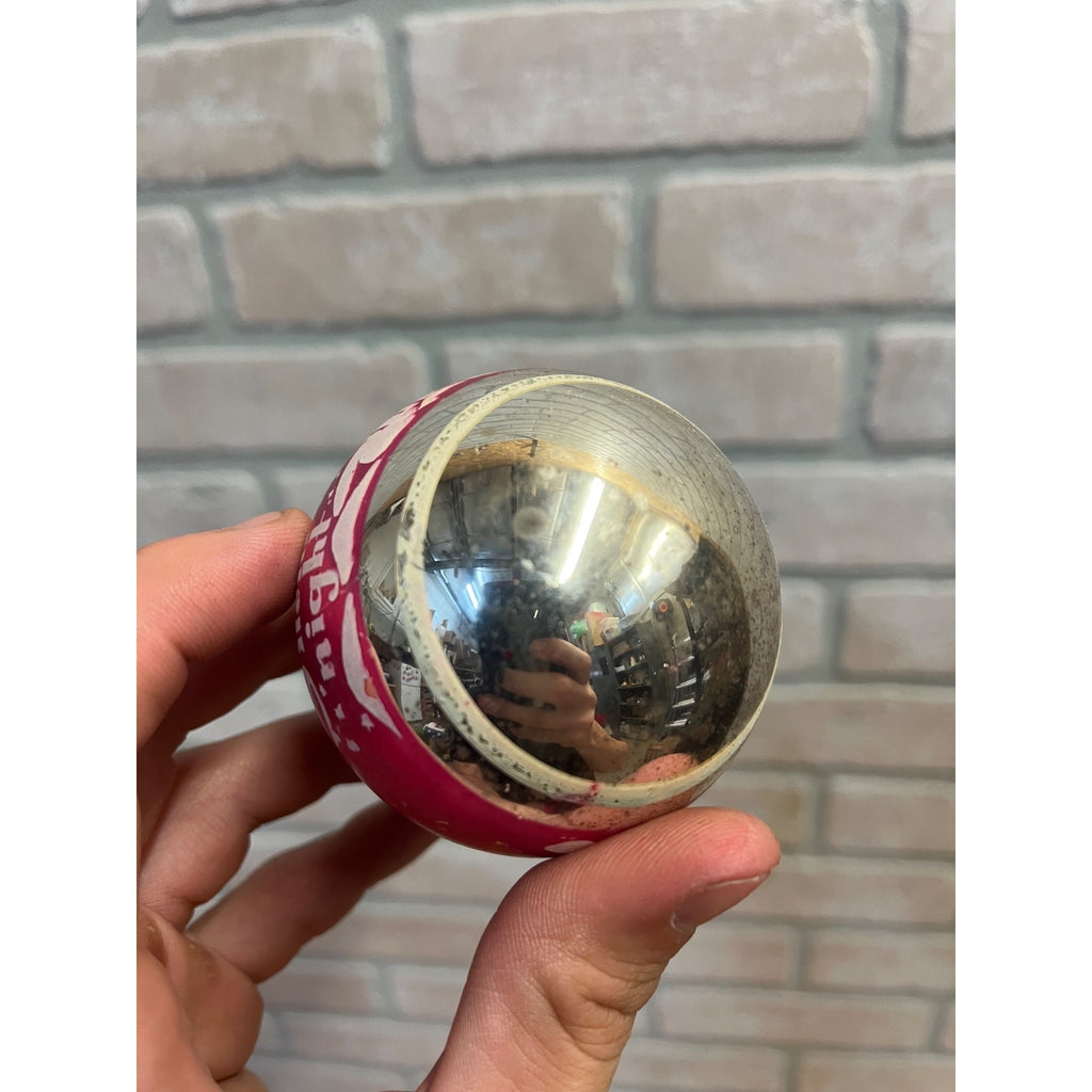 Vintage Shiny Brite Silent Night Church Stenciled Mercury Glass Ornament 2.5"