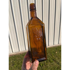 Antique Doyles Hop Bitters 1872 Amber Embossed Apothecary Medicine Bottle MINT