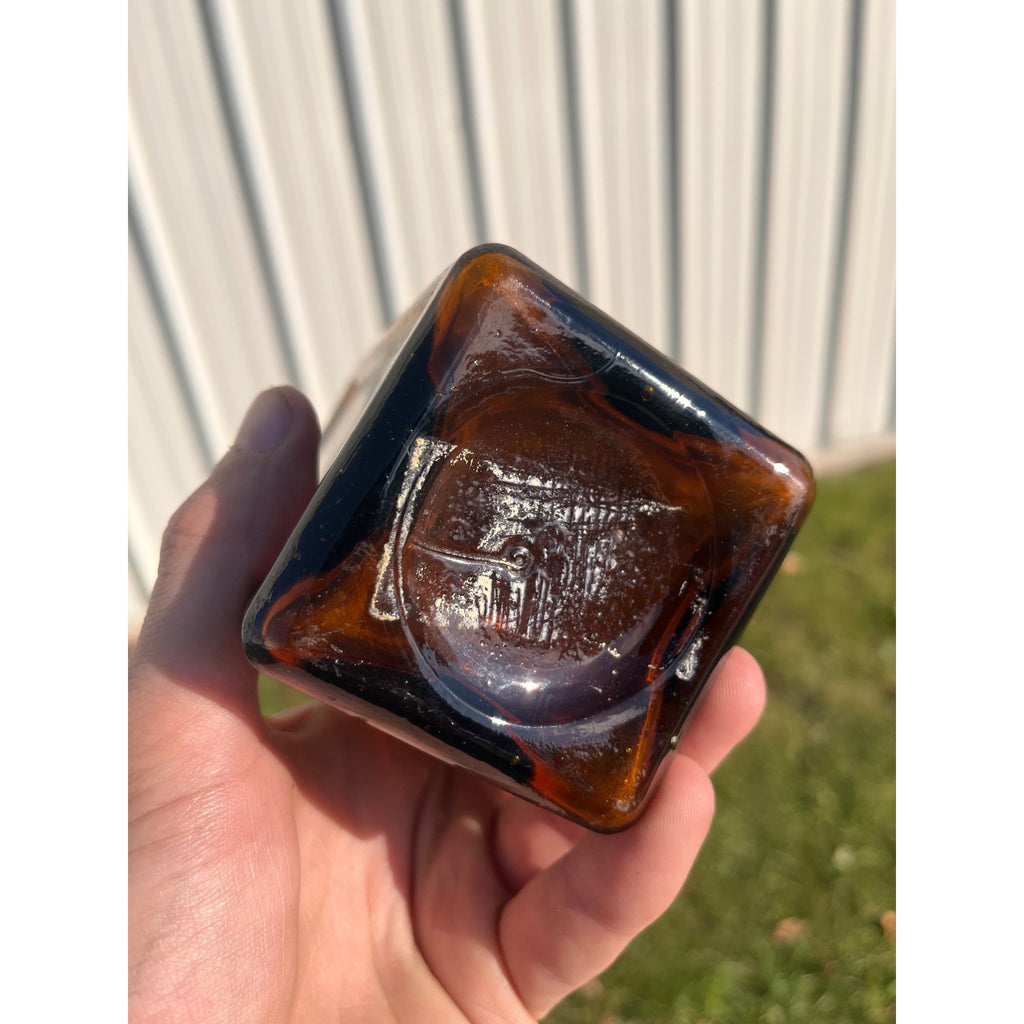 Antique Doyles Hop Bitters 1872 Amber Embossed Apothecary Medicine Bottle MINT