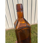 Antique Doyles Hop Bitters 1872 Amber Embossed Apothecary Medicine Bottle MINT