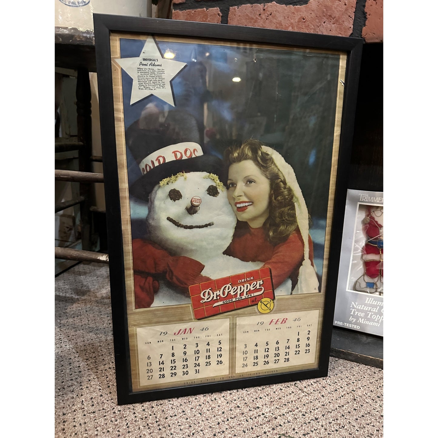 RARE Vintage 1964 Dr Pepper Advertising Calendar Sign Jane "Poni" Adams