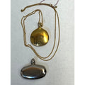 Vintage Monet Gold Tone Modernist Pendant Necklace + Silver Perfume Flask