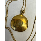 Vintage Monet Gold Tone Modernist Pendant Necklace + Silver Perfume Flask