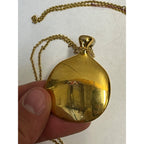 Vintage Monet Gold Tone Modernist Pendant Necklace + Silver Perfume Flask