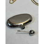 Vintage Monet Gold Tone Modernist Pendant Necklace + Silver Perfume Flask
