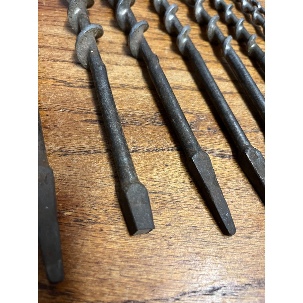 Antique Vintage Auger Bit Braces Case w/ 12 Bits Carpenter Woodworkign Tools