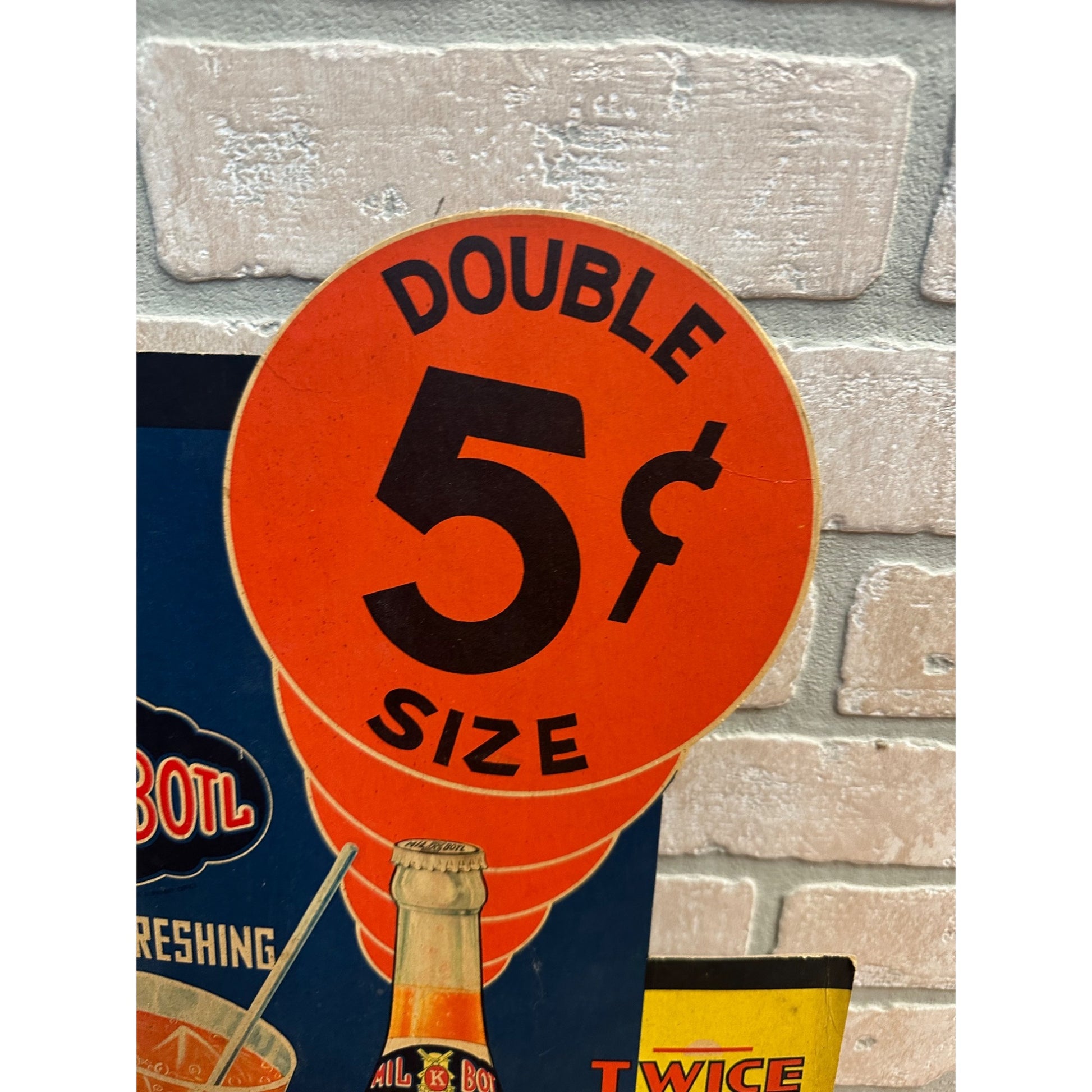 Vintage 1930s Mil-Kay Soda Advertising Cardboard Litho Sign Bottle Store Display