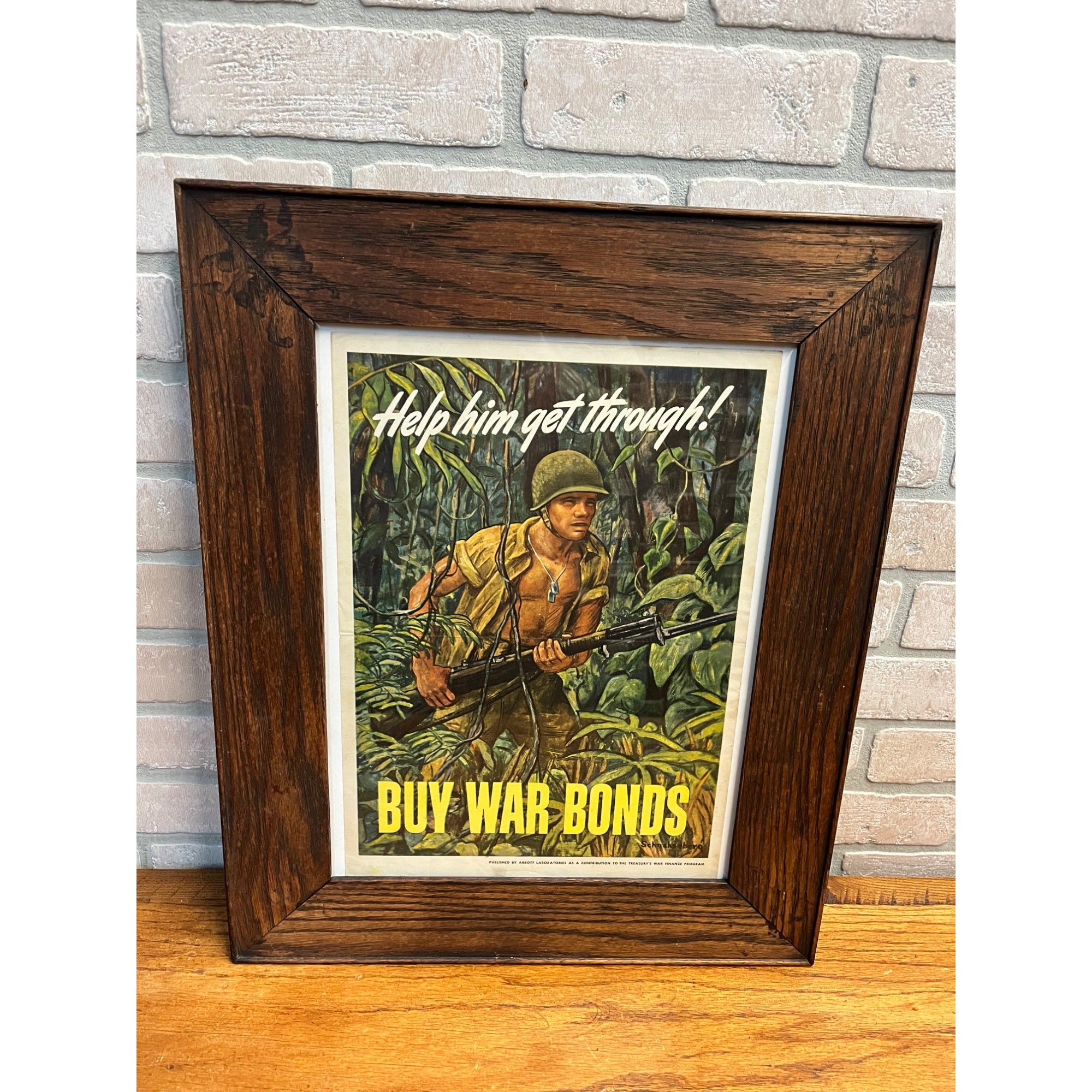 1944 Help Him Get Through Buy War Bonds Poster Schnakenberg Abbott Laboratories