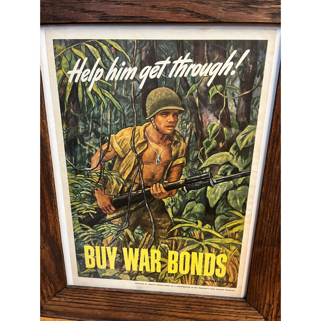 1944 Help Him Get Through Buy War Bonds Poster Schnakenberg Abbott Laboratories