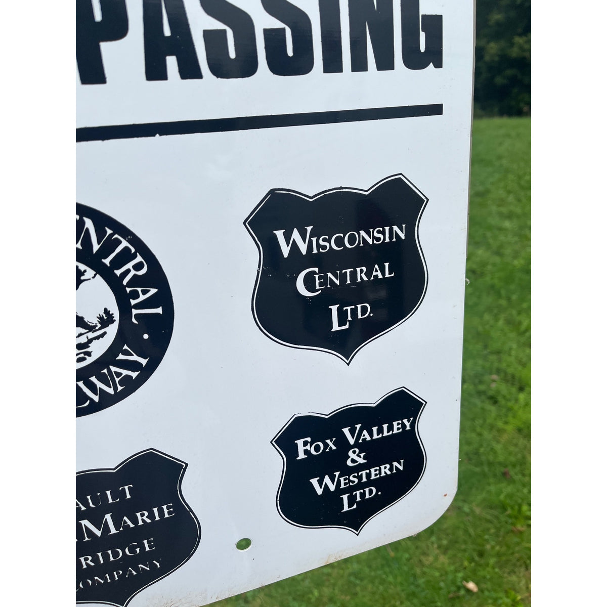 No Trespassing Algoma Wisconsin Central Sault Ste Marie Fox Valley Railroad Sign