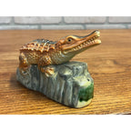 Vintage Florida Alligator Novelty Ceramic Souvenir Figurine Thermometer